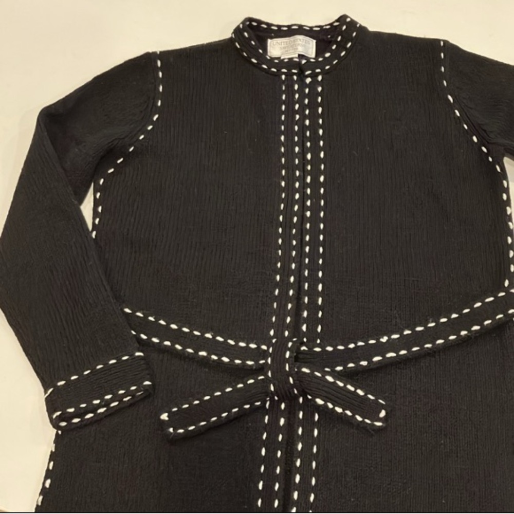 United States Sweaters | Black Knit Open Front Duster Cardigan - Picture 2 of 10